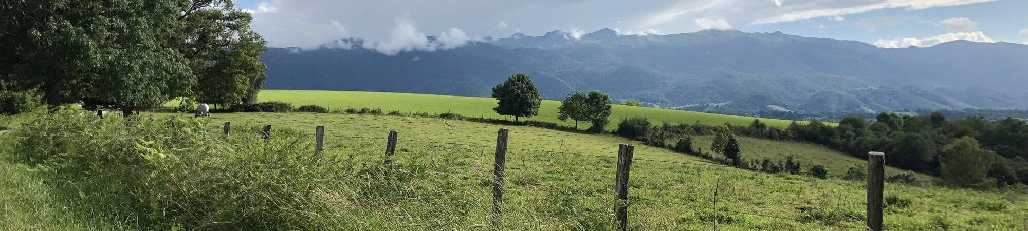Les Pyrénées vu d'un sentier de randonnée de la vallée d'Ossau